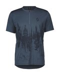 SCOTT Cycling short sleeve jersey - TRAIL FLOW ZIP SS - blue