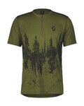 SCOTT Cycling short sleeve jersey - TRAIL FLOW ZIP SS - green
