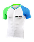 SIX2 Cycling short sleeve jersey - BIKE3 ULTRALIGHT - white/blue/green