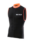 SIX2 Cycling sleeveless jersey - BIKE2 STRIPES - black/orange