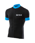 SIX2 Cycling short sleeve jersey - BIKE3 STRIPES - black/blue