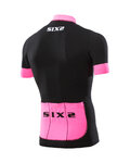 SIX2 Cycling short sleeve jersey - BIKE3 STRIPES - black/pink