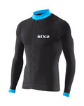 SIX2 Cycling summer long sleeve jersey - BIKE4 STRIPES - black/blue