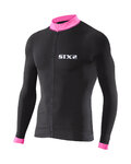 SIX2 Cycling summer long sleeve jersey - BIKE4 STRIPES - pink/black