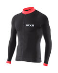 SIX2 Cycling summer long sleeve jersey - BIKE4 STRIPES - black/red