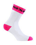 SIX2 Cyclingclassic socks - WHITE SHORT - pink/white