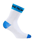 SIX2 Cyclingclassic socks - WHITE SHORT - white/light blue