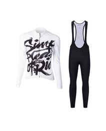 HOLOKOLO Cycling long sleeve jersey and bibtights - STREETBEAT LADY W - white/black