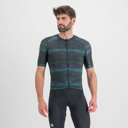 SPORTFUL Cycling short sleeve jersey - GLITCH BOMBER - black/multicolour