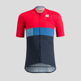 SPORTFUL Cycling short sleeve jersey - SNAP KID - cyclamen/blue