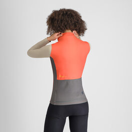 SPORTFUL Cycling winter long sleeve jersey - SUPERGIARA LOGO THERMAL W - orange/grey