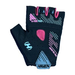 HAVEN Cycling fingerless gloves - DEMO NEO SHORT - black/pink