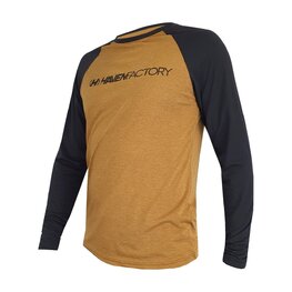 HAVEN Cycling summer long sleeve jersey - FACTORY TRAIL - black/brown
