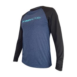 HAVEN Cycling summer long sleeve jersey - FACTORY TRAIL - black/blue