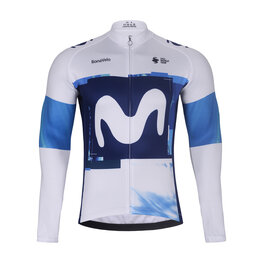 BONAVELO Cycling winter long sleeve jersey - MOVISTAR 2025 WINTER  - white/blue