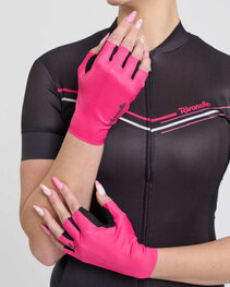 RIVANELLE Cycling fingerless gloves - ELEGANCE TOUCH - pink