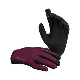 IXS Cycling long-finger gloves - KIDS CARVE - bordeaux/black