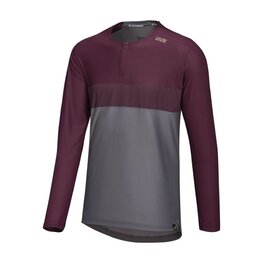IXS Cycling summer long sleeve jersey - FLOW XTG LS - bordeaux/grey