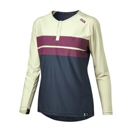 IXS Cycling summer long sleeve jersey - FLOW LITE 1.0 W - yellow/bordeaux/blue