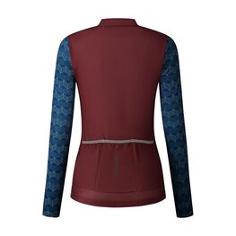 SHIMANO Cycling winter long sleeve jersey - KAEDE PRINTED LONG - bordeaux/blue