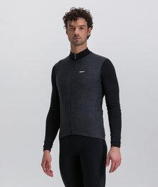 SANTINI Cycling winter long sleeve jersey - PURE - black