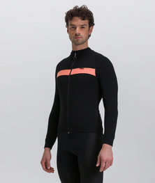 SANTINI Cycling winter long sleeve jersey - ADAPT WOOL  - orange/black