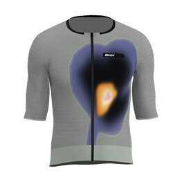 SANTINI Cycling short sleeve jersey - AERO RACE - grey/blue