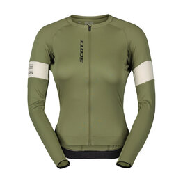 SCOTT Cycling summer long sleeve jersey - ENDURANCE PRO W - green/white