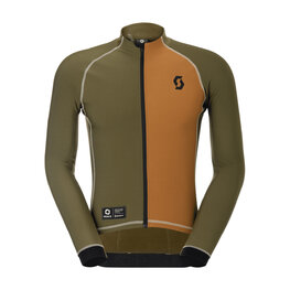 SCOTT Cycling winter long sleeve jersey - RC PRO WARM REMIX - brown/green
