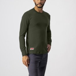 CASTELLI Cycling long sleeve t-shirt - MERINO LS TEE - green