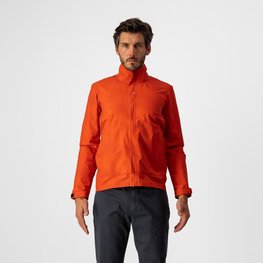 CASTELLI Cycling rain jacket - COMMUTER REFLEX - orange/red