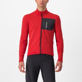 CASTELLI Cycling winter long sleeve jersey - UNLIMITED TRAIL - red/grey