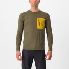 CASTELLI Cycling winter long sleeve jersey - UNLIMITED MERINO - brown/yellow