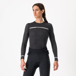 CASTELLI Cycling long sleeve t-shirt - MERINO SEAMLESS W - black