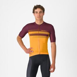 CASTELLI Cycling short sleeve jersey - SIMBOLO - yellow/bordeaux