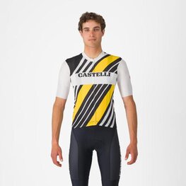 CASTELLI Cycling short sleeve jersey - HERITAGE - black/white/yellow