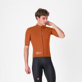 CASTELLI Cycling windproof jacket - DO.DI.CI. SHORT SLEEVE - brown