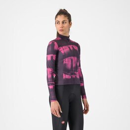 CASTELLI Cycling winter long sleeve jersey - BLUR THERMAL - black/purple