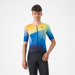CASTELLI Cycling short sleeve jersey - FREE SPEED 3 RACE TOP - blue/yellow