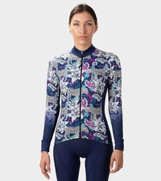 ALÉ Cycling winter long sleeve jersey - HIBISCUS PR-R - blue/white