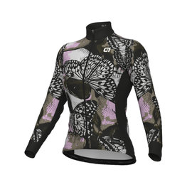 ALÉ Cycling winter long sleeve jersey - FALENA PR-E - black/white/pink/brown