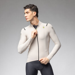 ALÉ Cycling winter long sleeve jersey - WARM RACE - ivory
