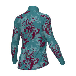 ALÉ Cycling winter long sleeve jersey - PR-E FLOWER - turquoise