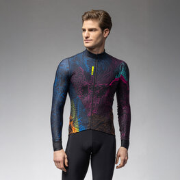 ALÉ Cycling winter long sleeve jersey - PRAGMA ZANZIBAR - black/multicolour