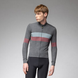 ALÉ Cycling winter long sleeve jersey - WOOL LINE - grey