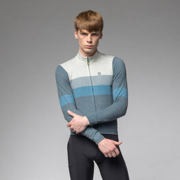 ALÉ Cycling winter long sleeve jersey - WOOL LINE - blue/grey