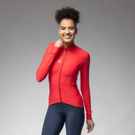 ALÉ Cycling winter long sleeve jersey - PRAGMA FONDO 3.0 LADY - red