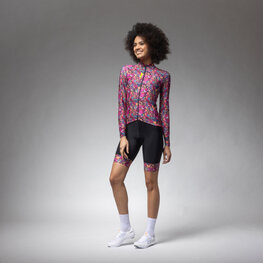 ALÉ Cycling winter long sleeve jersey - PRAGMA FLOWERY LADY - pink/multicolour