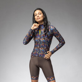 ALÉ Cycling winter long sleeve jersey - PRAGMA FLOWERY LADY - blue/multicolour