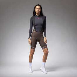 ALÉ Cycling bib shorts - PR-E HIKE - brown